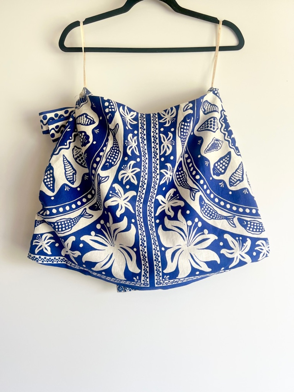 FARM Rio Blue Nature Linen Blend Tie Sarong Cover-up Skirt Size Medium NWT - Picture 9 of 14